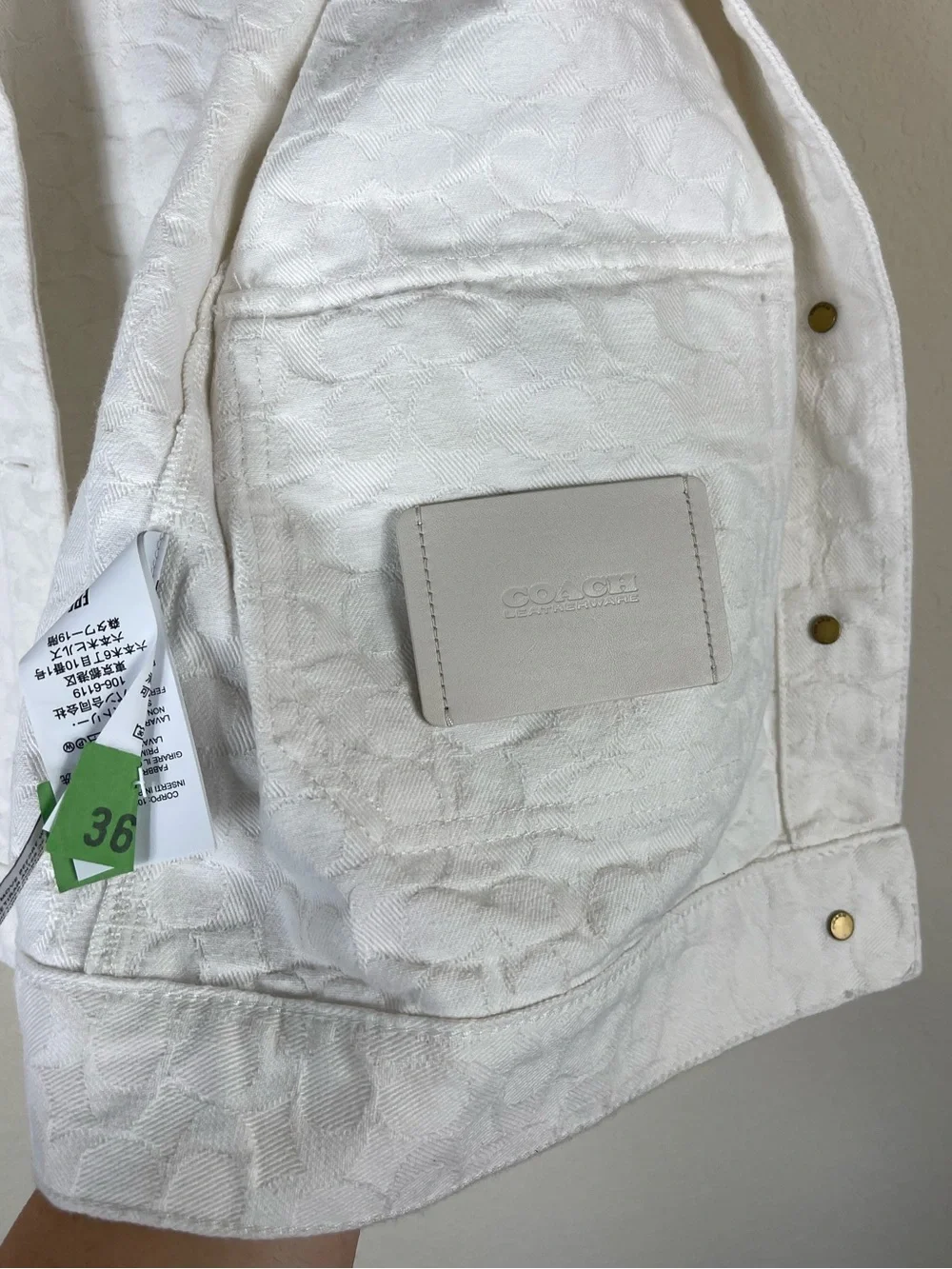 Coach Signature Denim Jacket White Gold Size XS